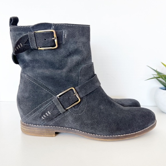 ✖️SOLD✖️•DOLCE VITA• Anthro Gray Suede Presley Moto Ankle Boot - Picture 2 of 12
